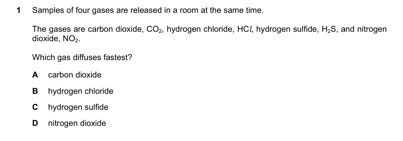 Question 1, November 2019, 0620 Paper 21