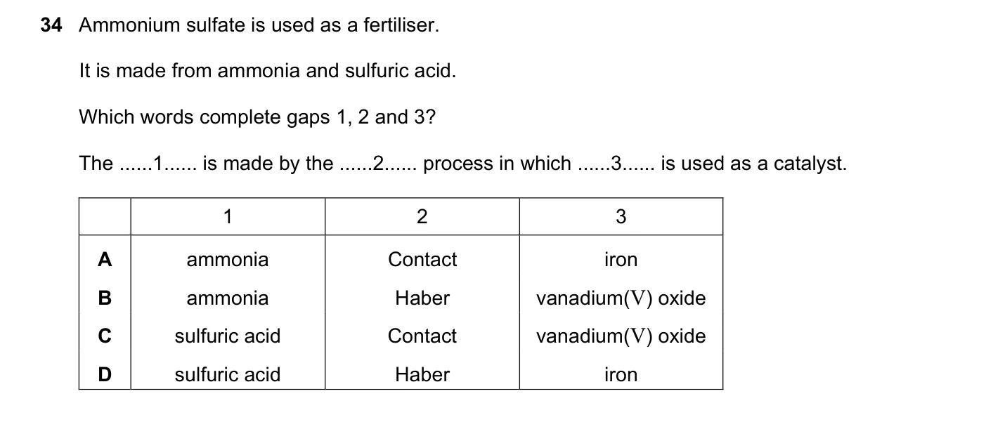 Question 34, November 2019, 0620 Paper 21