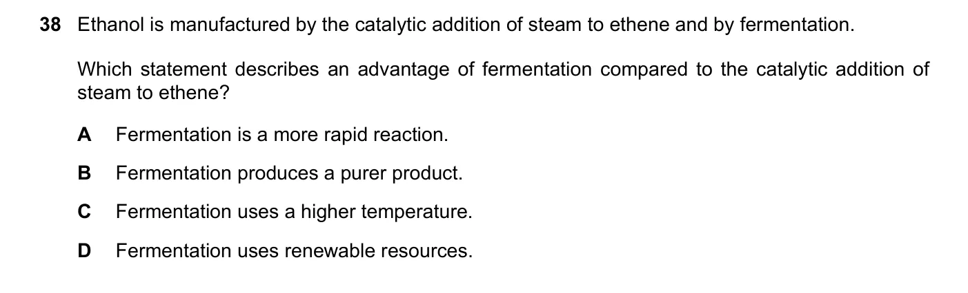 Question 38, November 2019, 0620 Paper 21