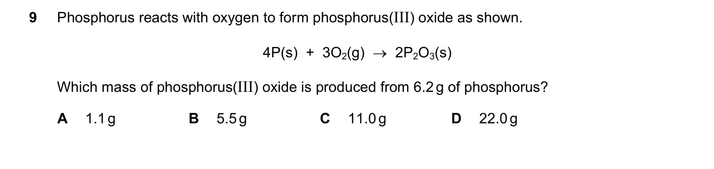 Question 9, November 2019, 0620 Paper 22