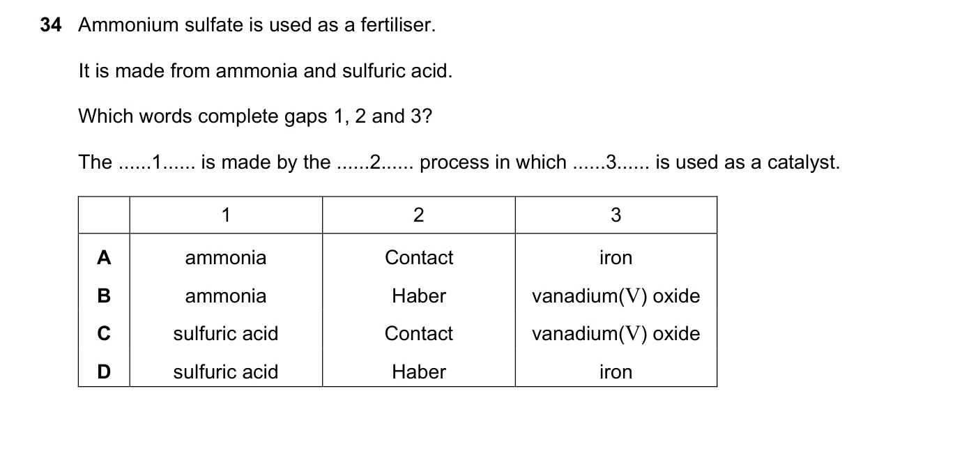 Question 34, November 2019, 0620 Paper 22