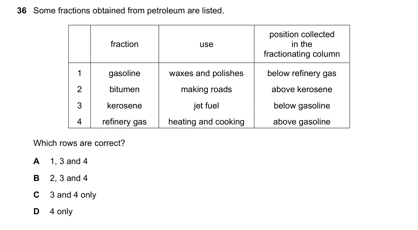 Question 36, November 2019, 0620 Paper 22