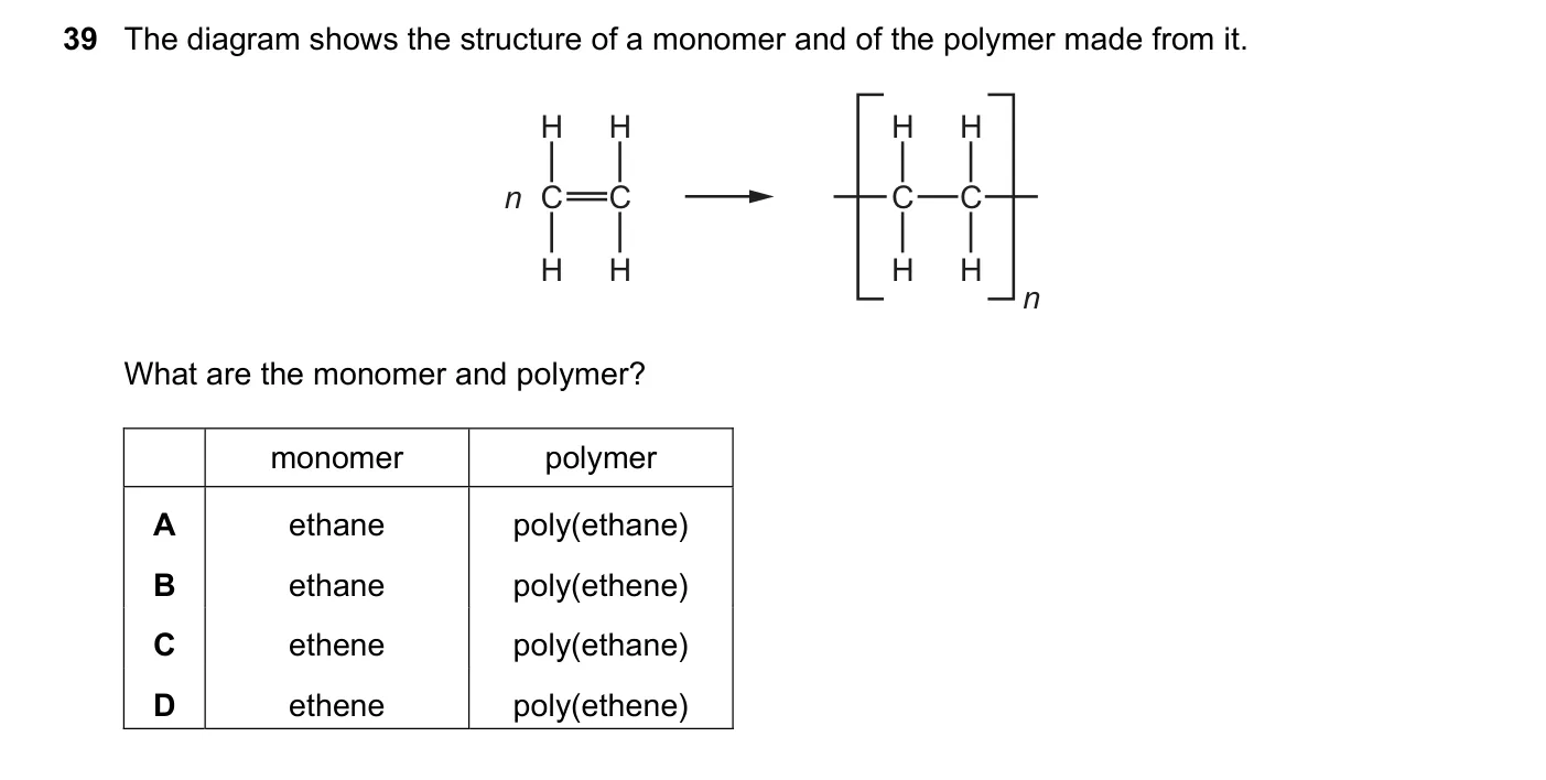Question 39, November 2019, 0620 Paper 22