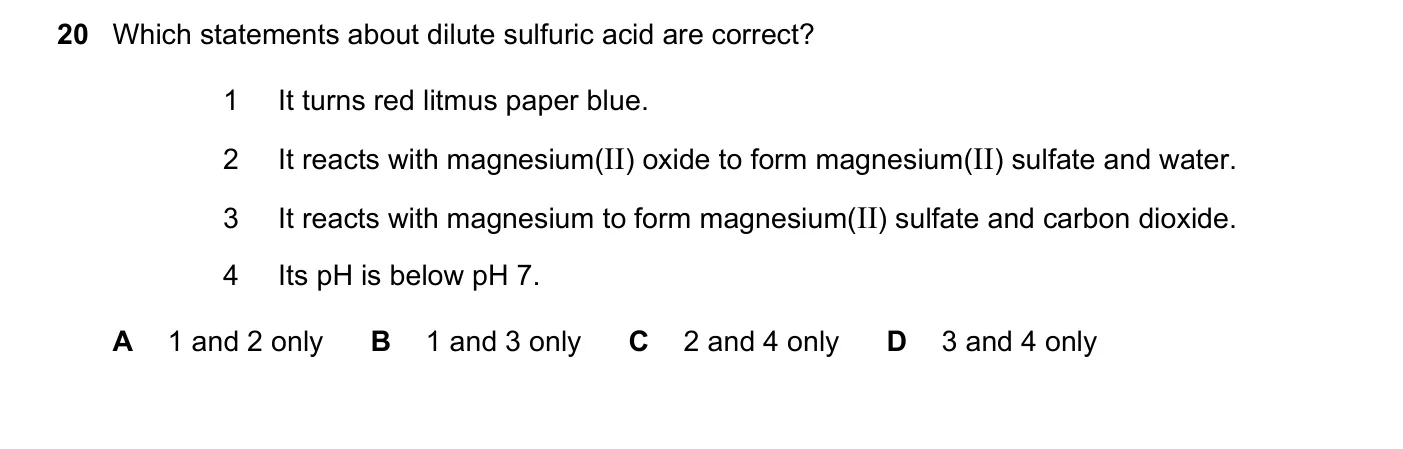 Question 20, November 2019, 0620 Paper 23