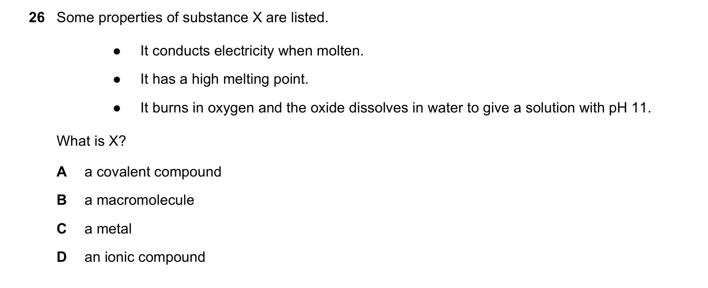 Question 26, November 2019, 0620 Paper 23