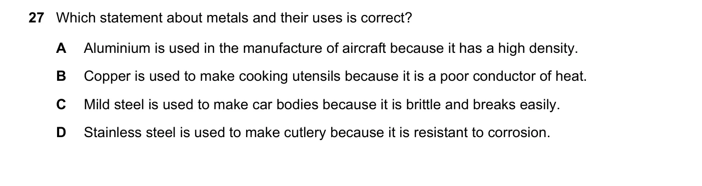 Question 27, November 2019, 0620 Paper 23