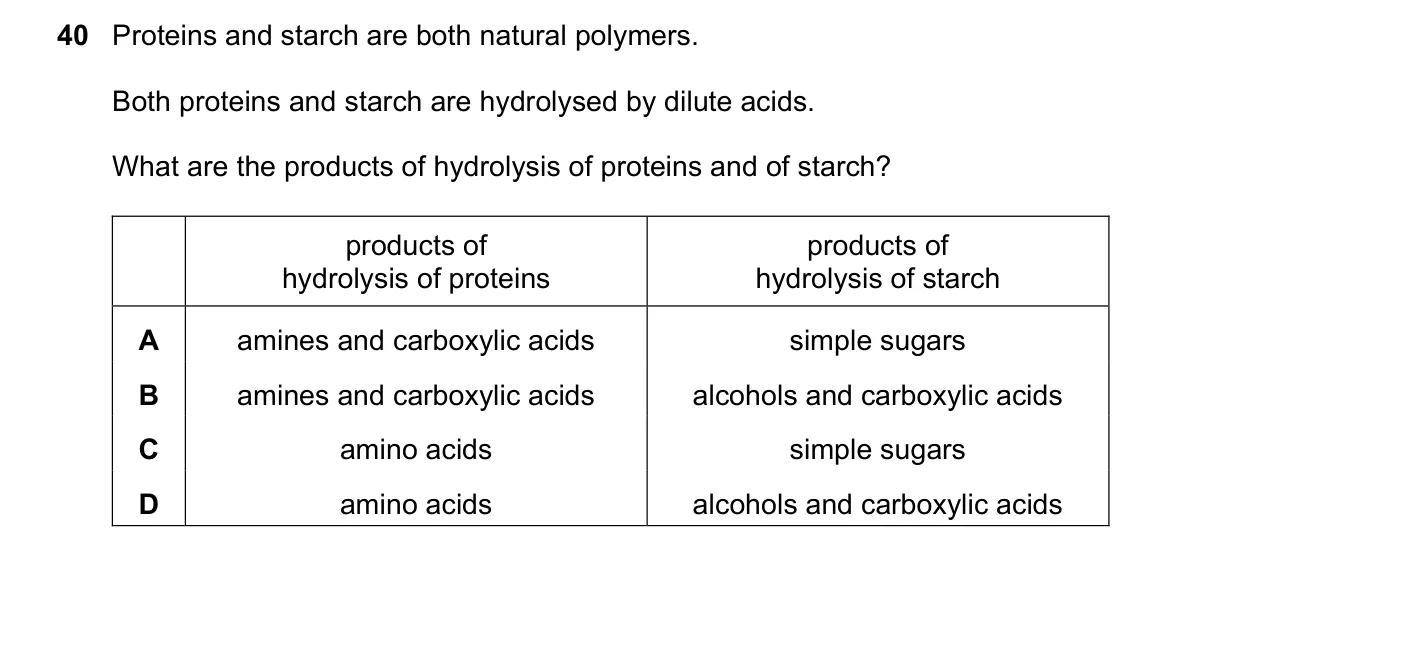 Question 40, November 2019, 0620 Paper 23