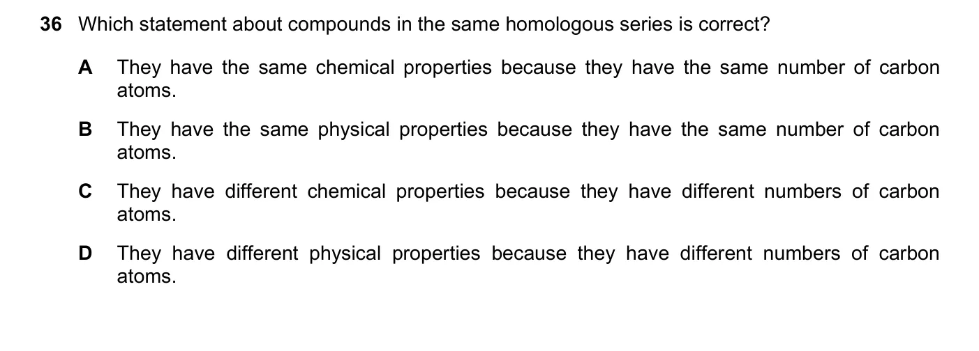 Question 36, June 2020, 0620 Paper 22