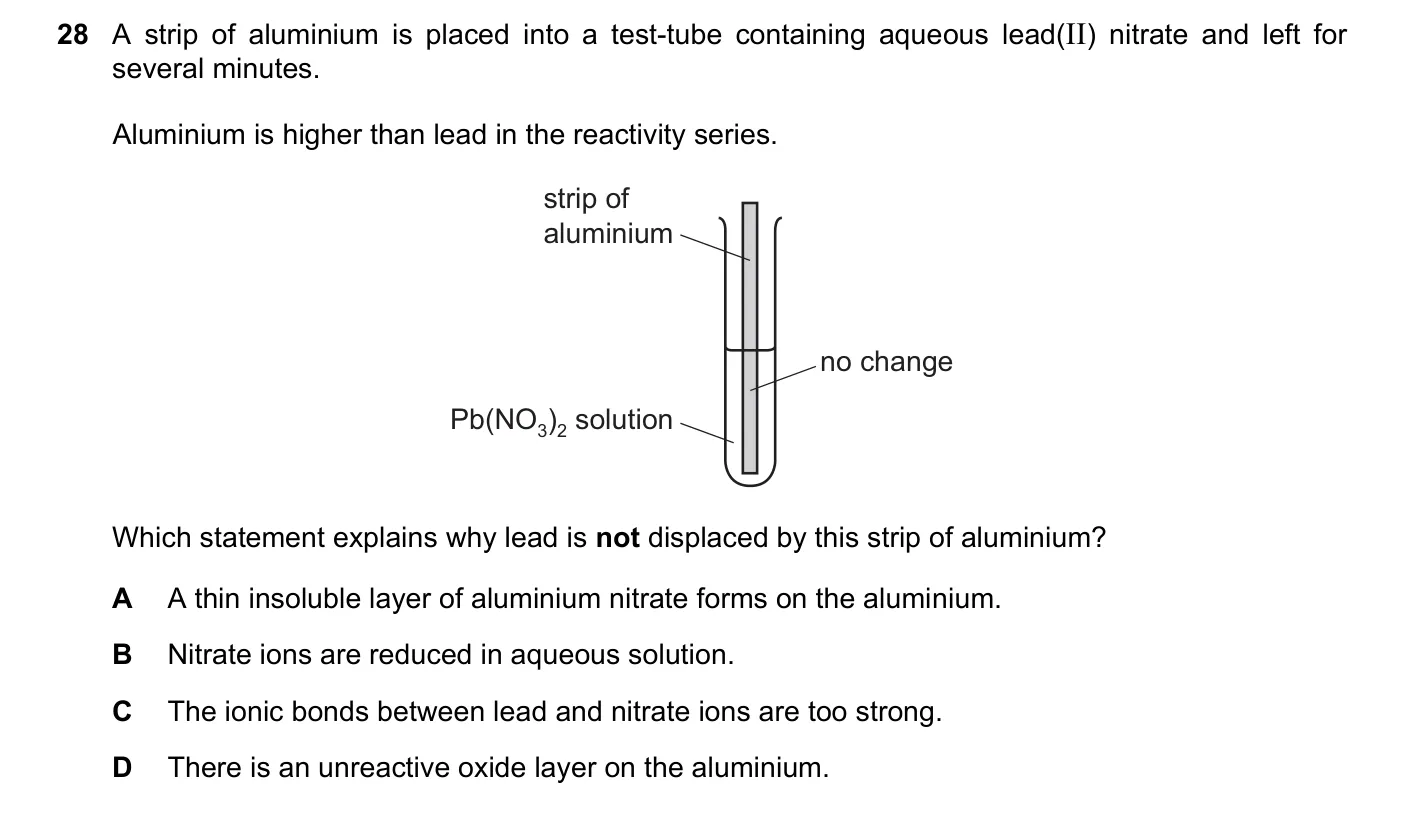 Question 28, November 2020, 0620 Paper 21