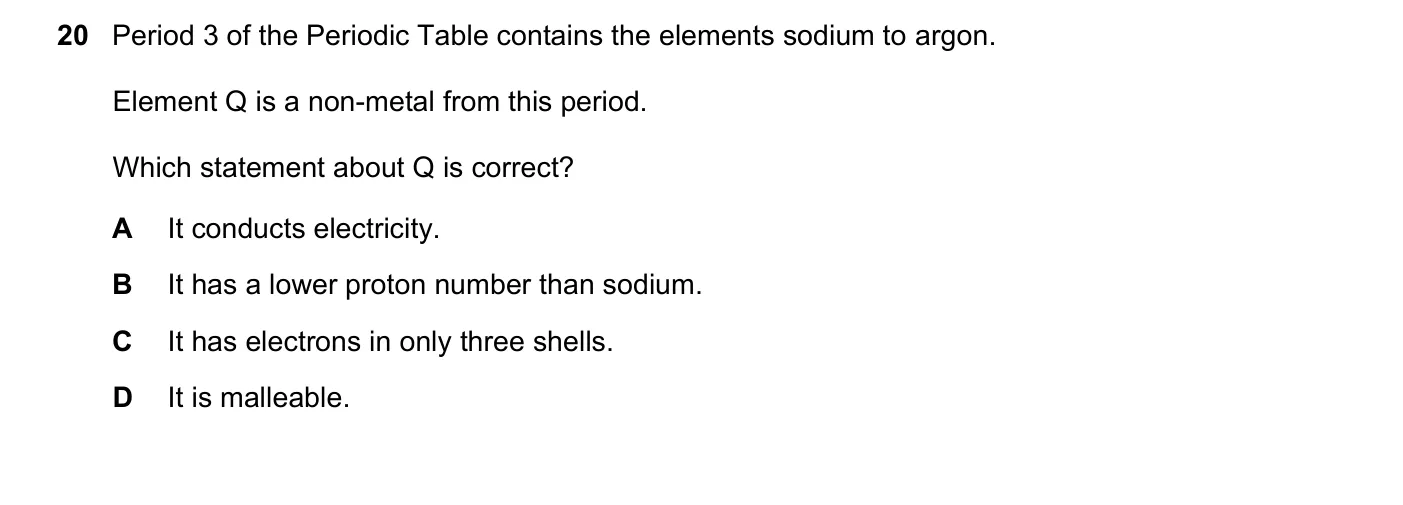 Question 20, November 2020, 0620 Paper 23