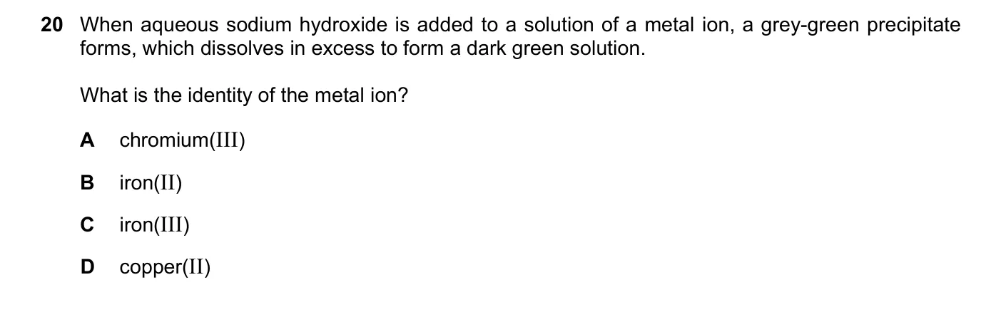 Question 20, March 2021, 0620 Paper 22