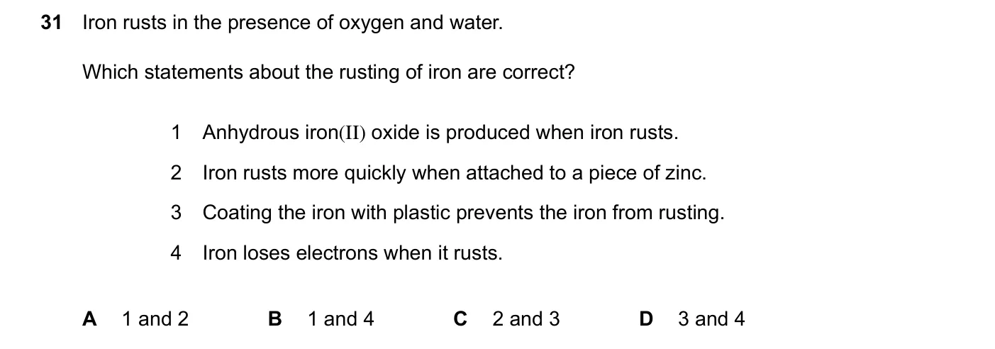 Question 31, June 2024, 0620 Paper 21