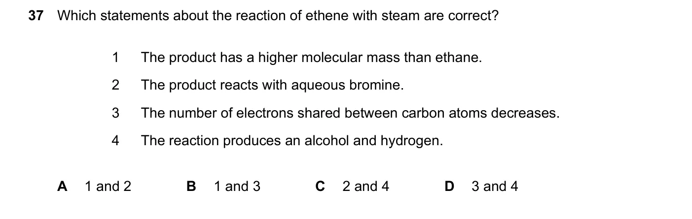 Question 37, March 2024, 0620 Paper 22