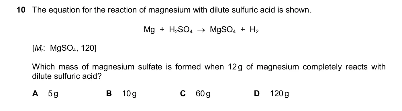 Question 10, March 2025, 0620 Paper 22