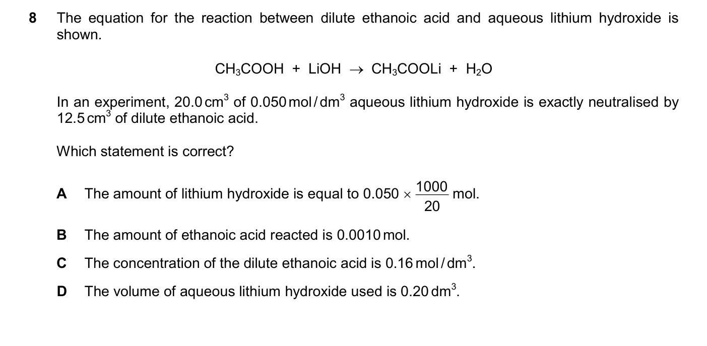 Question 8, November 2025, 0620 Paper 21