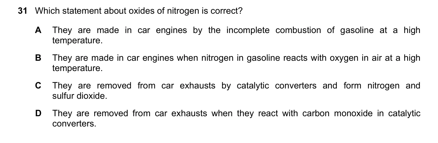 Question 31, November 2025, 0620 Paper 22
