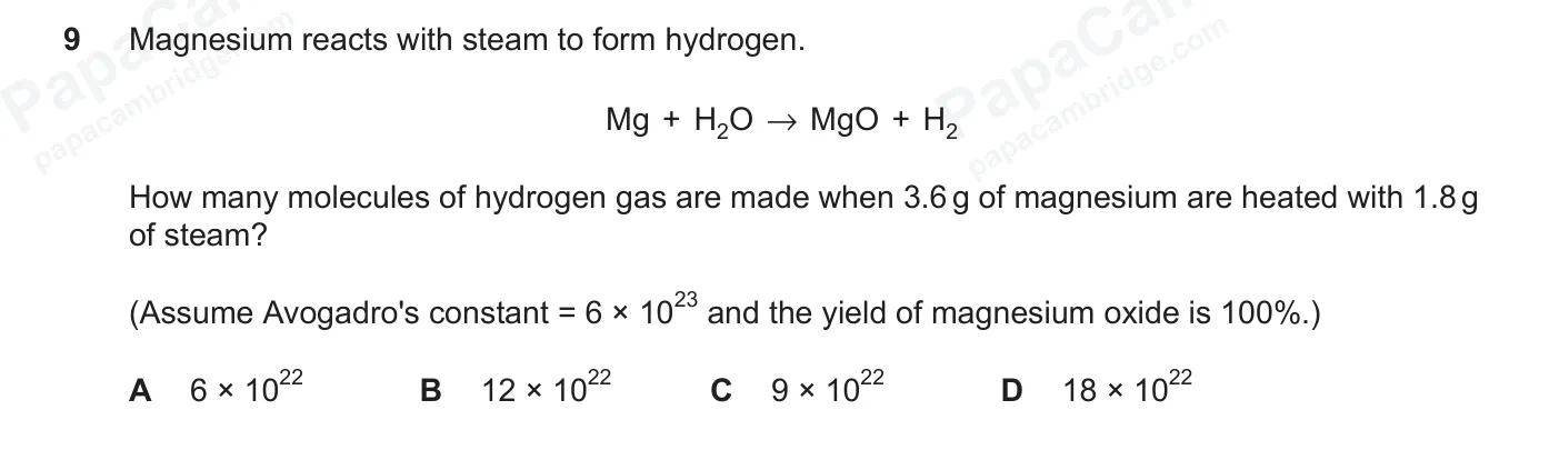 Question 9, June 2026, 0620 Paper 21