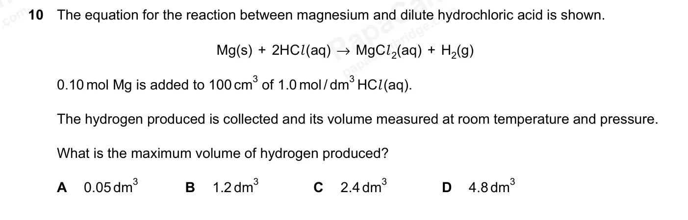 Question 10, June 2026, 0620 Paper 22