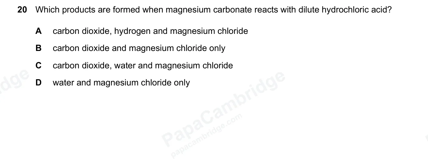 Question 20, June 2026, 0620 Paper 22