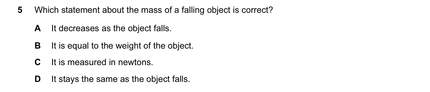 Question 5, June 2004, 0625 Paper 01