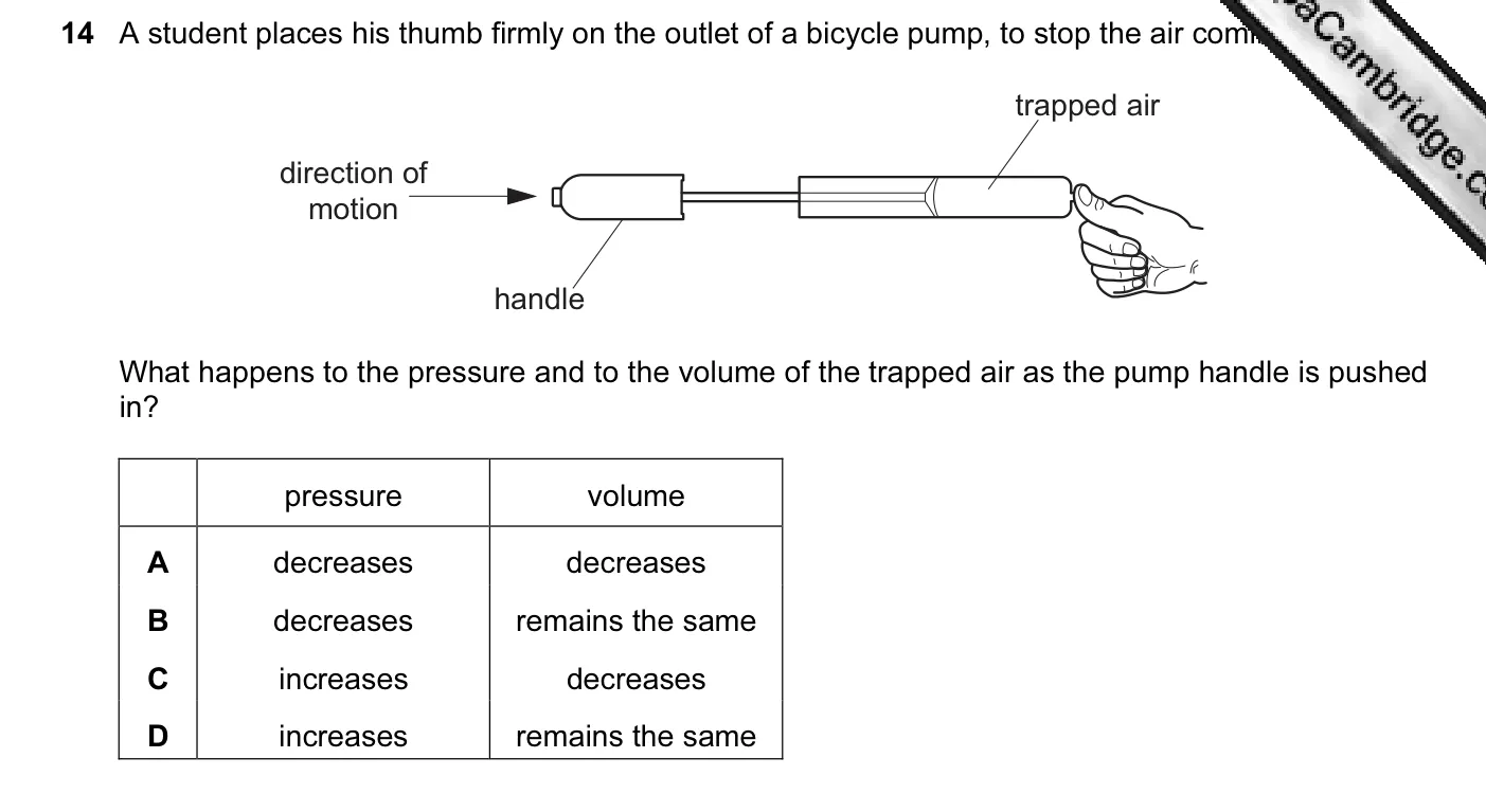 Question 14, June 2004, 0625 Paper 01