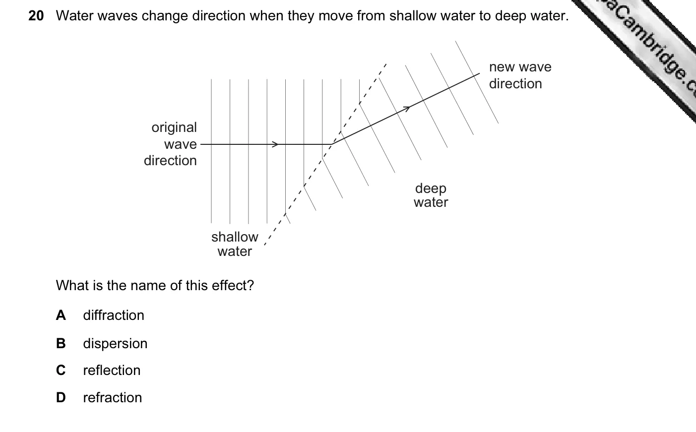 Question 20, June 2004, 0625 Paper 01