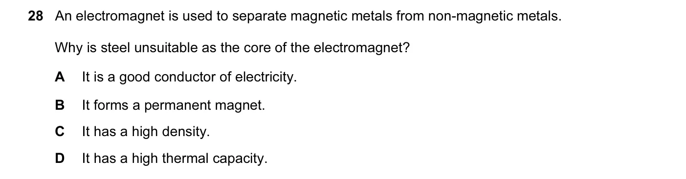 Question 28, June 2004, 0625 Paper 01