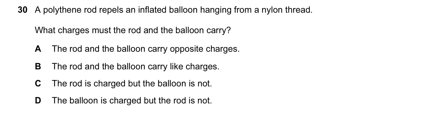 Question 30, June 2004, 0625 Paper 01