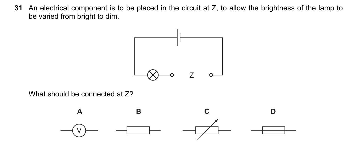 Question 31, June 2004, 0625 Paper 01