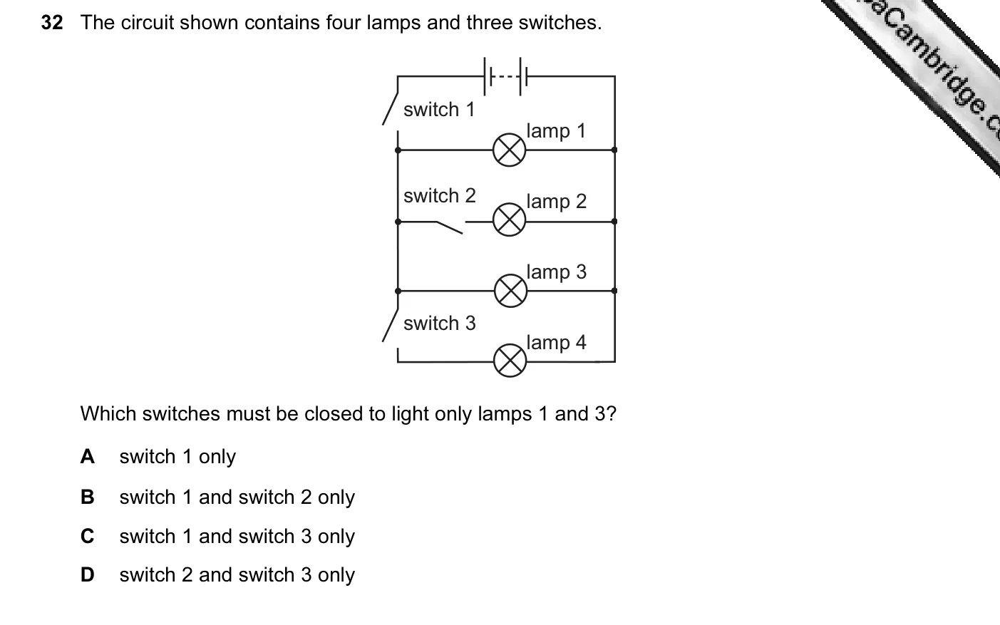Question 32, June 2004, 0625 Paper 01