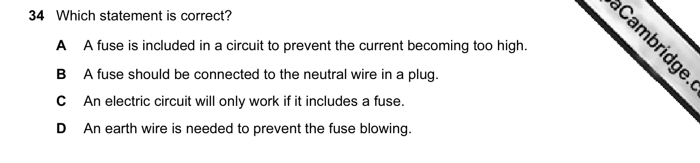 Question 34, June 2004, 0625 Paper 01