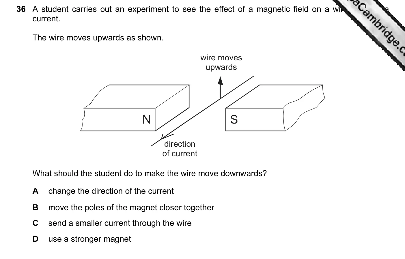 Question 36, June 2004, 0625 Paper 01