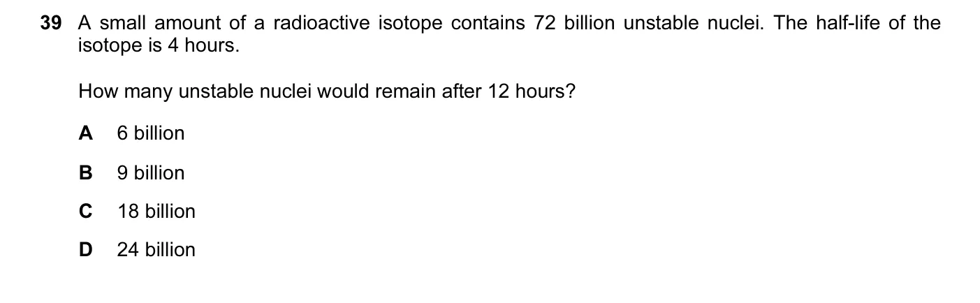 Question 39, June 2004, 0625 Paper 01