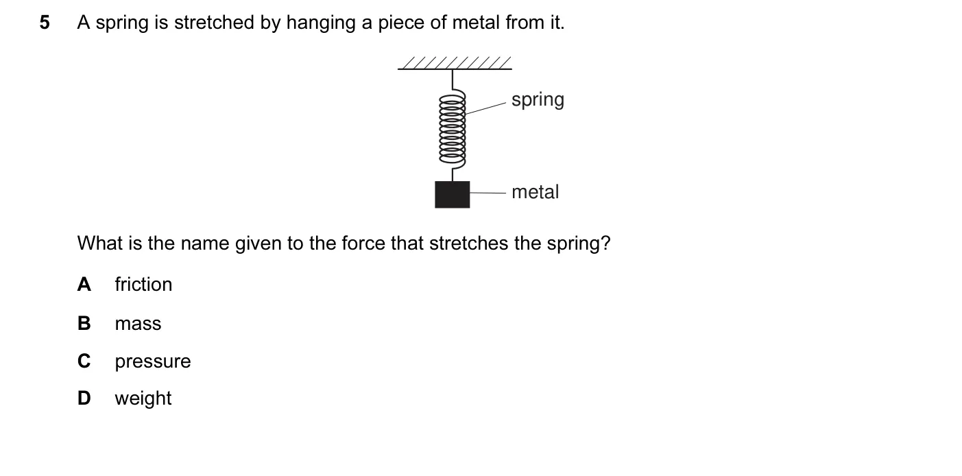 Question 5, November 2004, 0625 Paper 01