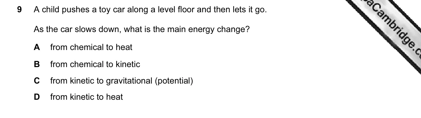 Question 9, November 2004, 0625 Paper 01