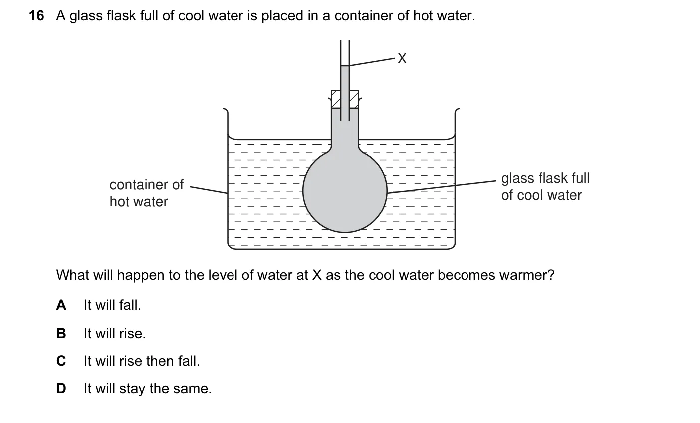 Question 16, November 2004, 0625 Paper 01