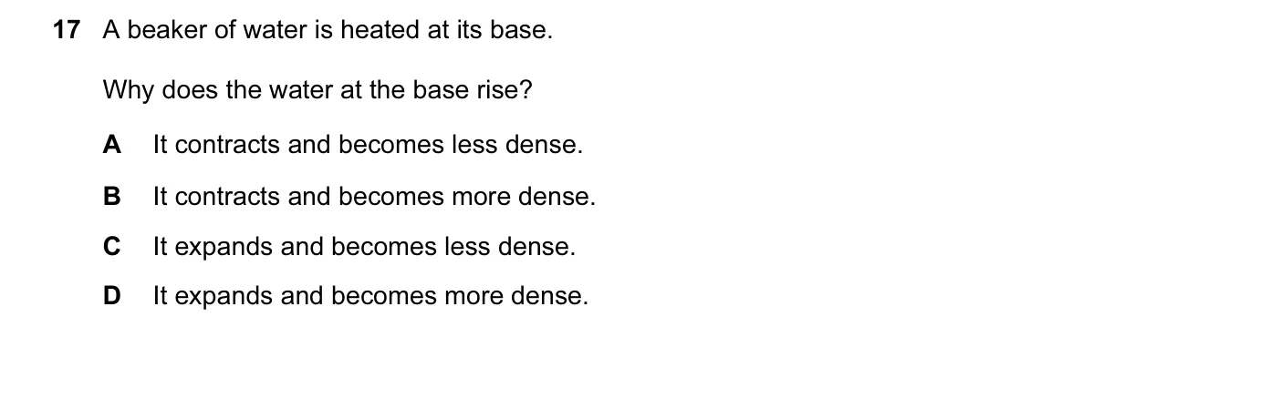 Question 17, November 2004, 0625 Paper 01