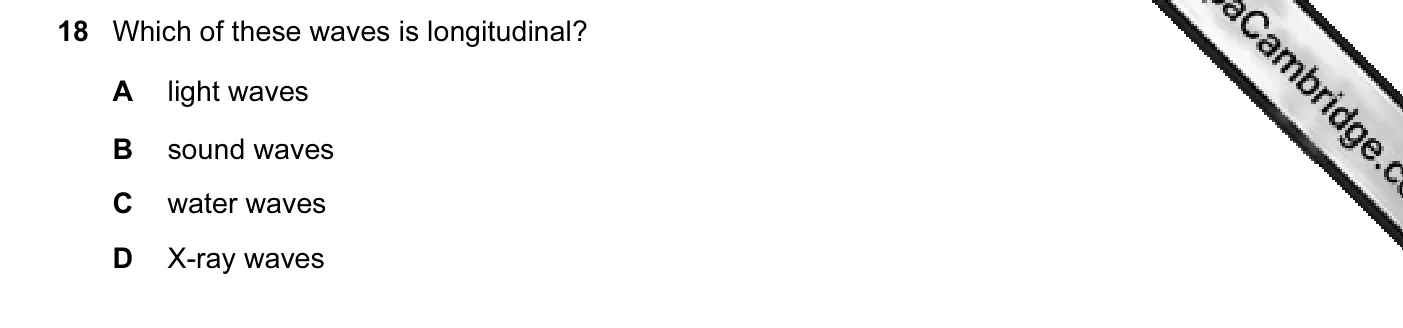 Question 18, November 2004, 0625 Paper 01