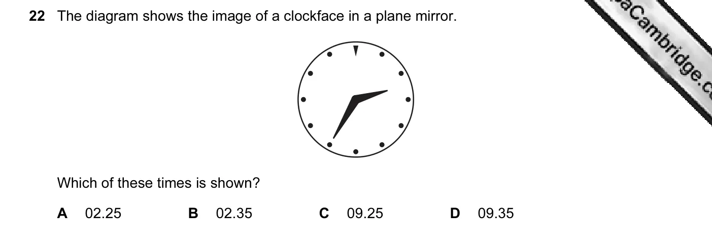 Question 22, November 2004, 0625 Paper 01