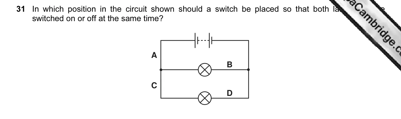 Question 31, November 2004, 0625 Paper 01
