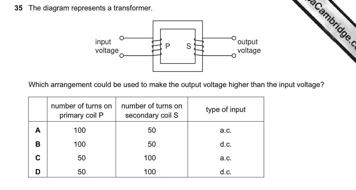 Question 35, November 2004, 0625 Paper 01