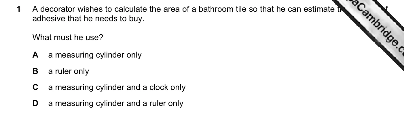 Question 1, June 2005, 0625 Paper 01