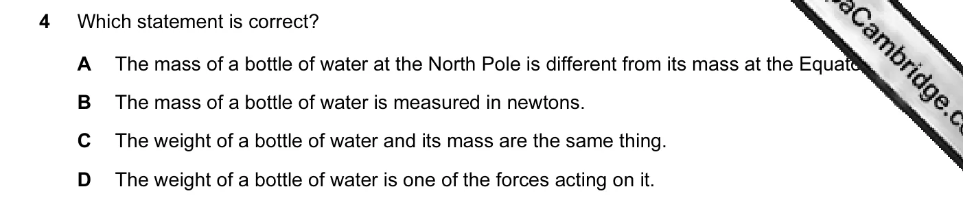 Question 4, June 2005, 0625 Paper 01