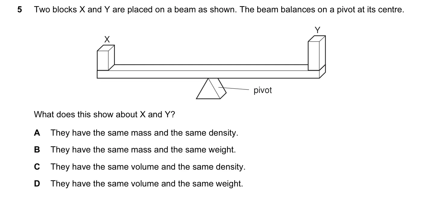 Question 5, June 2005, 0625 Paper 01