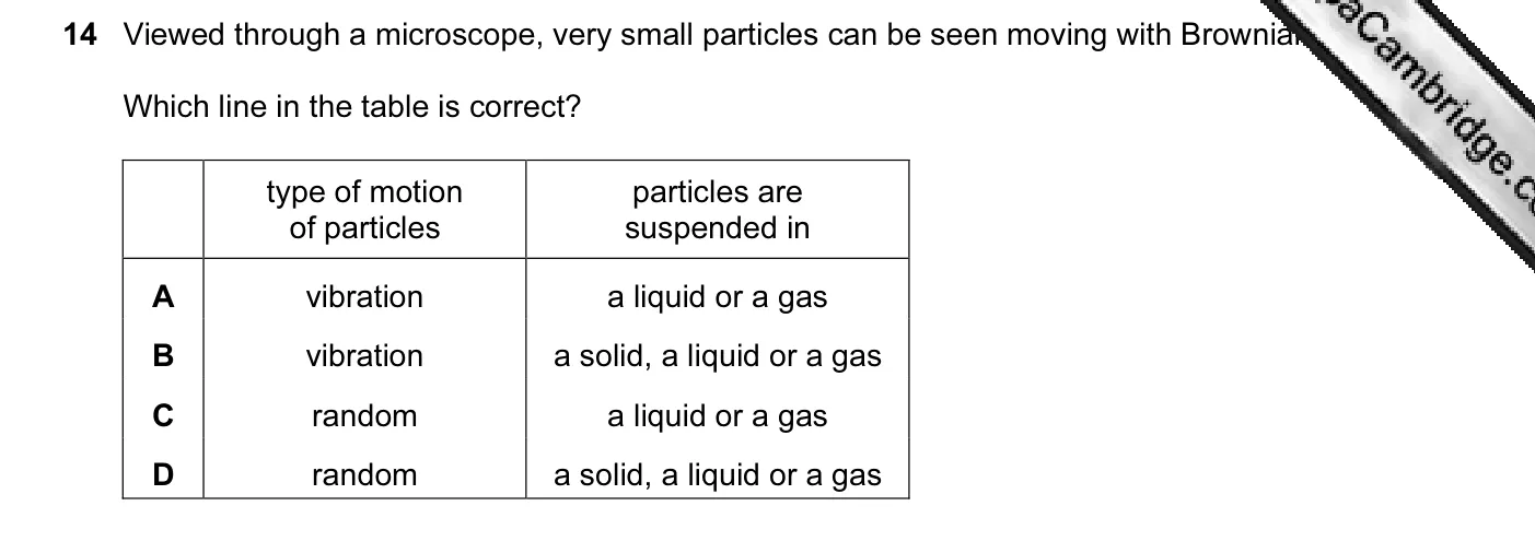 Question 14, June 2005, 0625 Paper 01