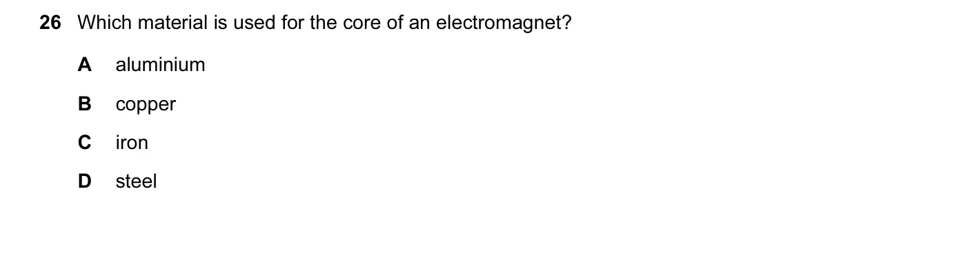 Question 26, June 2005, 0625 Paper 01