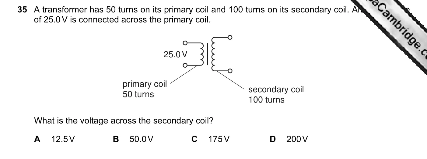 Question 35, June 2005, 0625 Paper 01