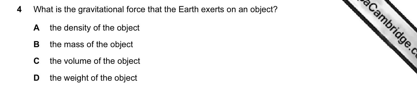 Question 4, November 2005, 0625 Paper 01