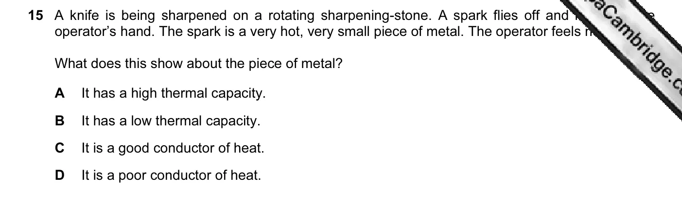 Question 15, November 2005, 0625 Paper 01