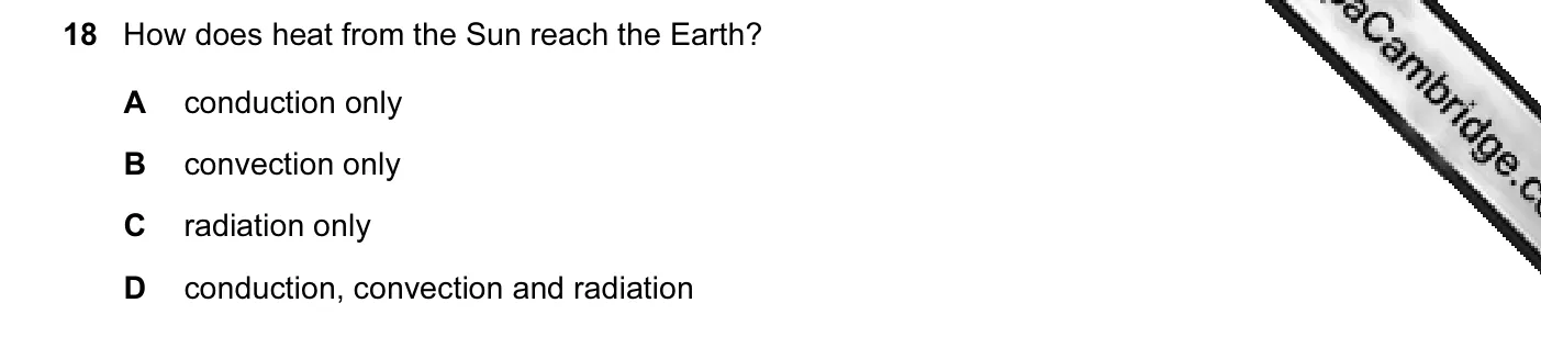 Question 18, November 2005, 0625 Paper 01